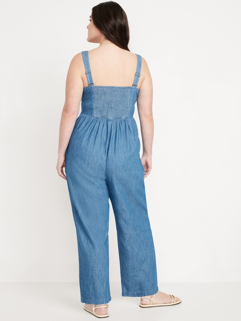 Button-Front Cami Jumpsuit