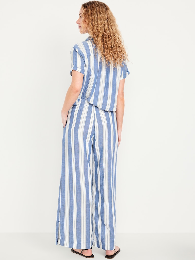 High-Waisted Crinkle Gauze Super Wide-Leg Pants