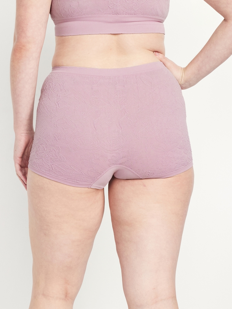 Mid-Rise Seamless Lace Boyshort Underwear