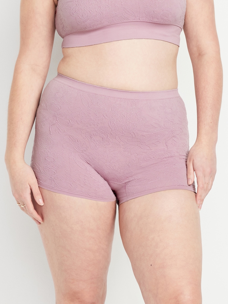 Mid-Rise Seamless Lace Boyshort Underwear