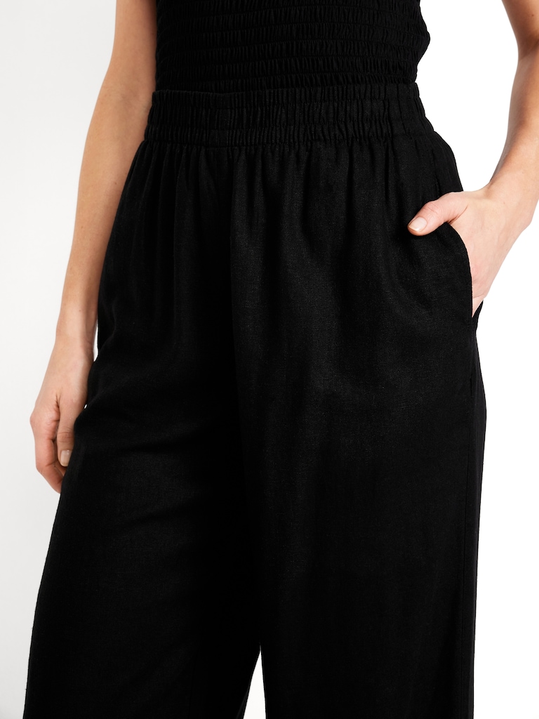 High-Waisted Linen-Blend Wide-Leg Pants