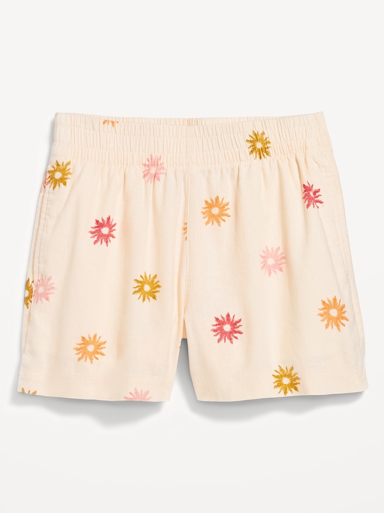 High-Waisted Linen-Blend Pull-On Shorts -- 3.5-inch inseam