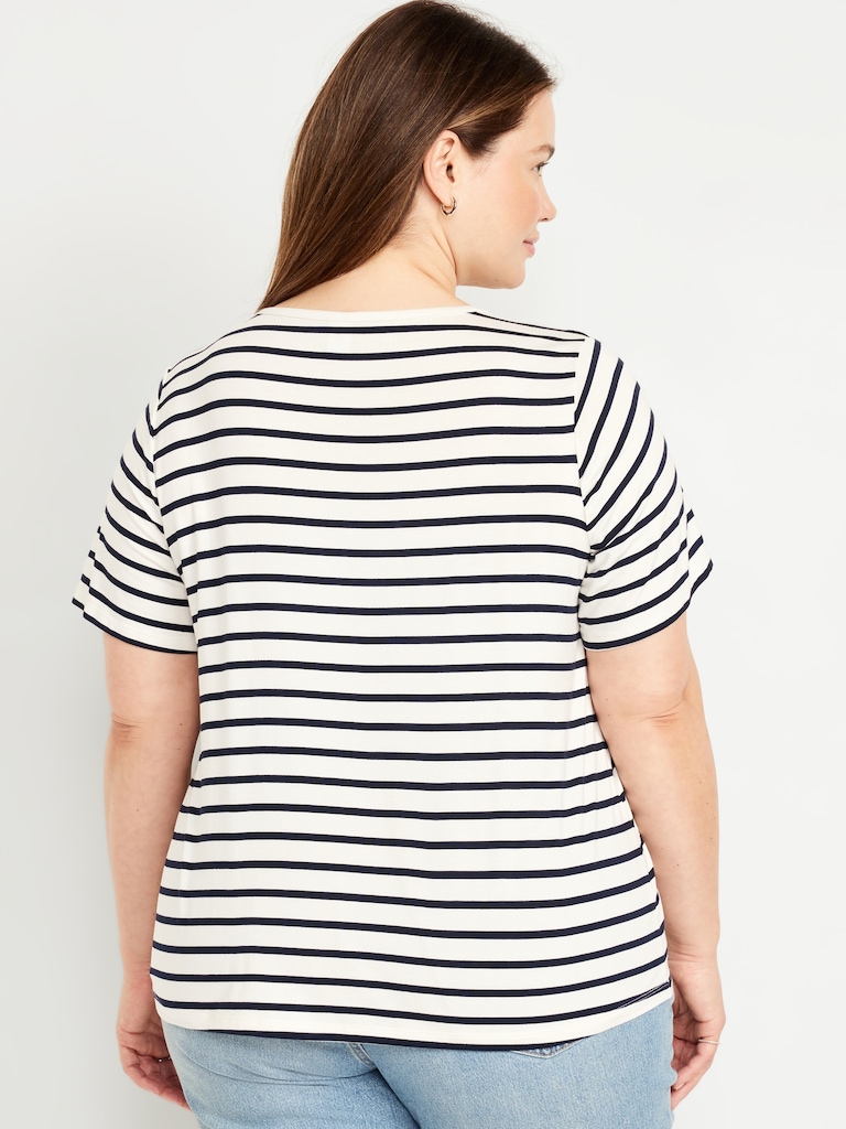 Luxe V-Neck Striped T-Shirt