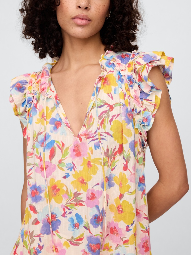 Ruffle Splitneck Top