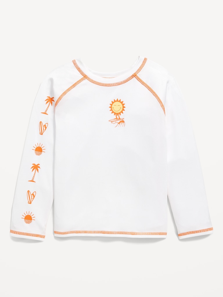 Long-Sleeve Graphic Rashguard Swim Top for Toddler Boys
