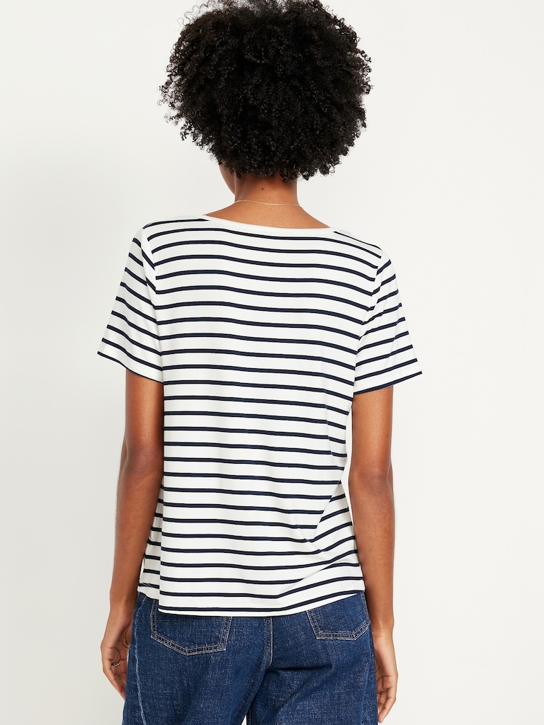 Luxe V-Neck Striped T-Shirt