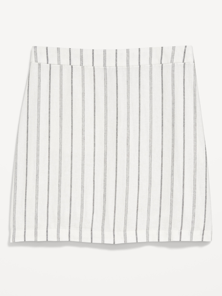 High-Waisted Linen-Blend Mini Skirt