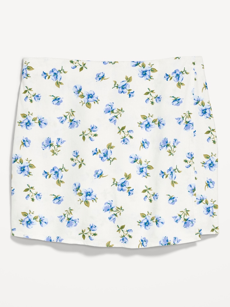 High-Waisted Linen-Blend Mini Skort