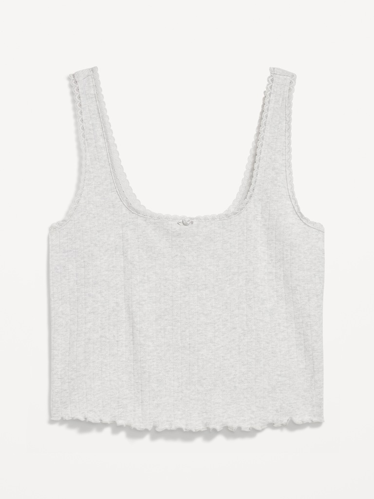 Pointelle Cropped Pajama Tank Top