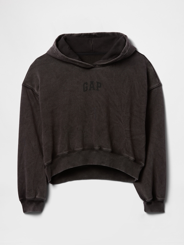 VintageSoft Crop Logo Hoodie