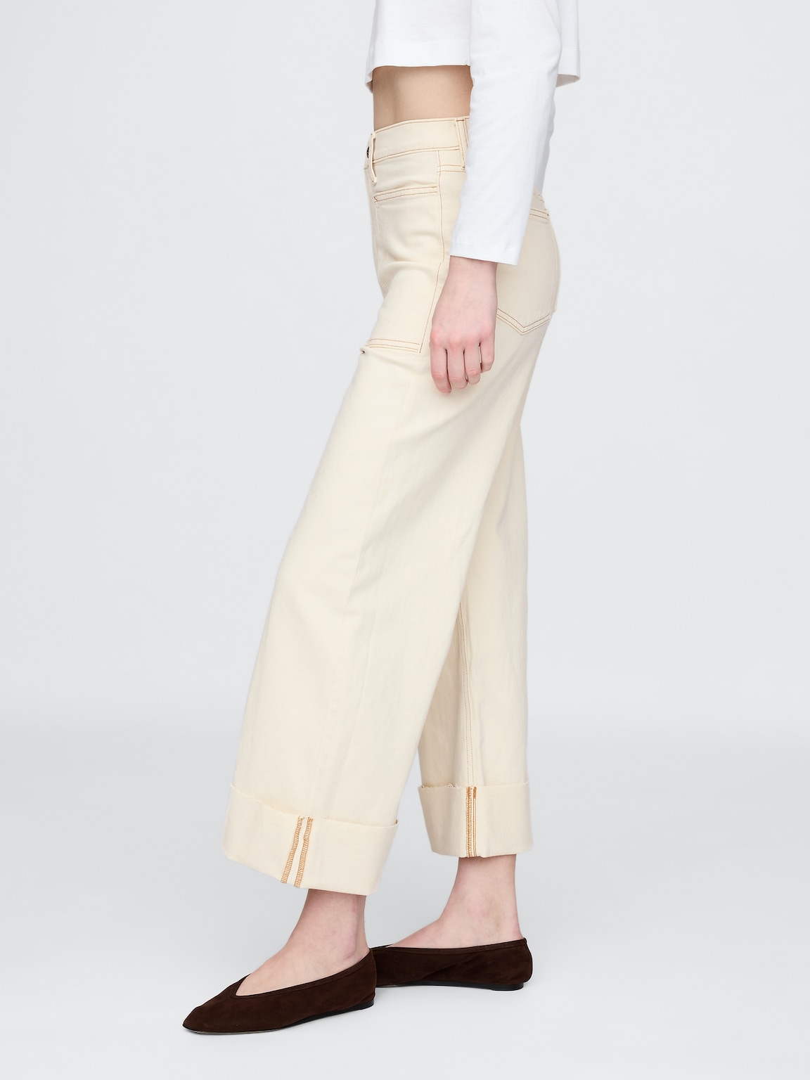 High Rise Stride Wide-Leg Ankle Jeans