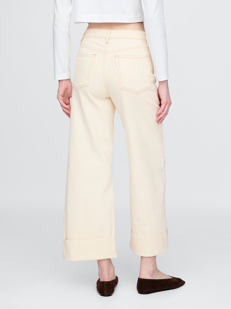 High Rise Stride Wide-Leg Ankle Jeans