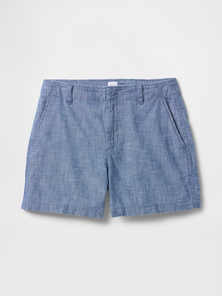 5" Mid Rise Downtown Chambray Shorts