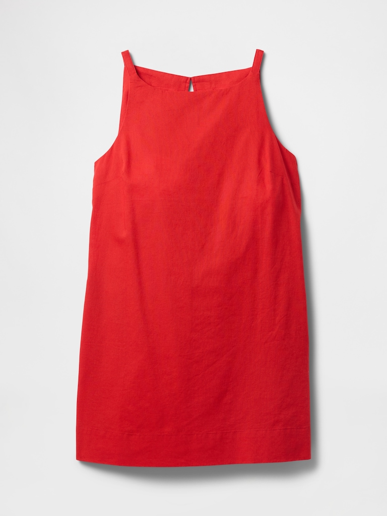 Linen-Blend Apron Mini Dress