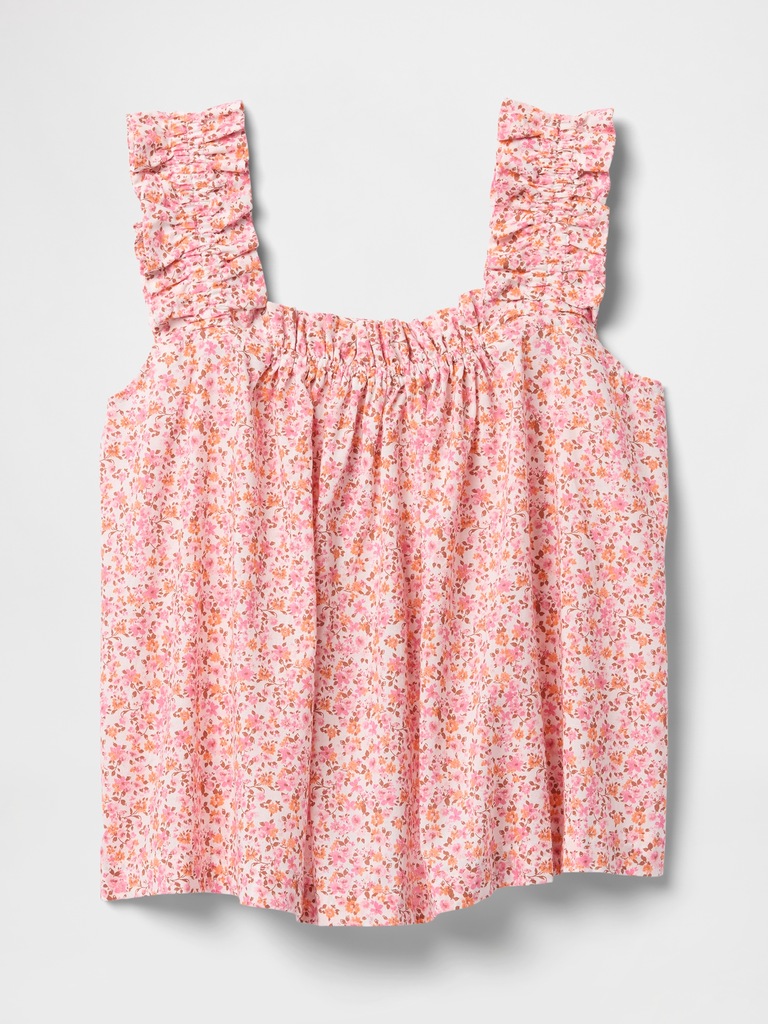 Relaxed Poplin Ruffle PJ Top