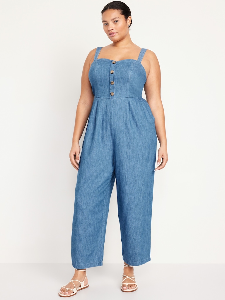 Button-Front Cami Jumpsuit