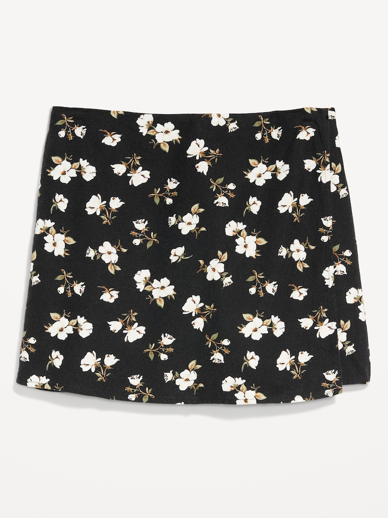 High-Waisted Linen-Blend Mini Skort