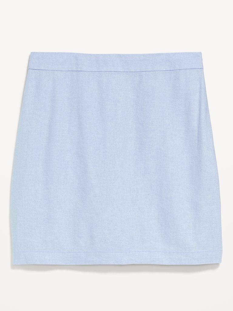 High-Waisted Linen-Blend Mini Skirt