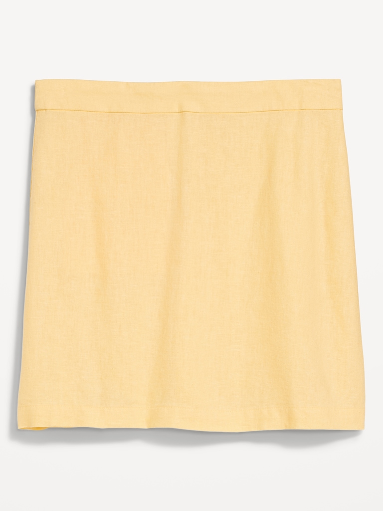 High-Waisted Linen-Blend Mini Skirt