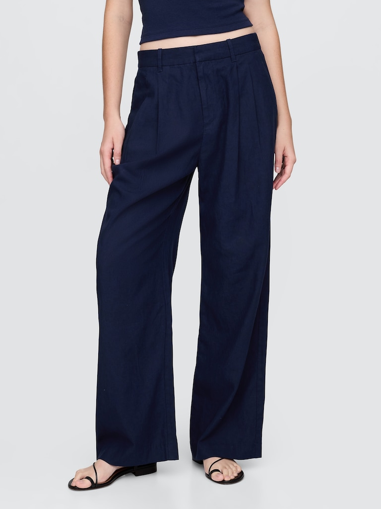 365 High Rise Linen-Blend Trousers