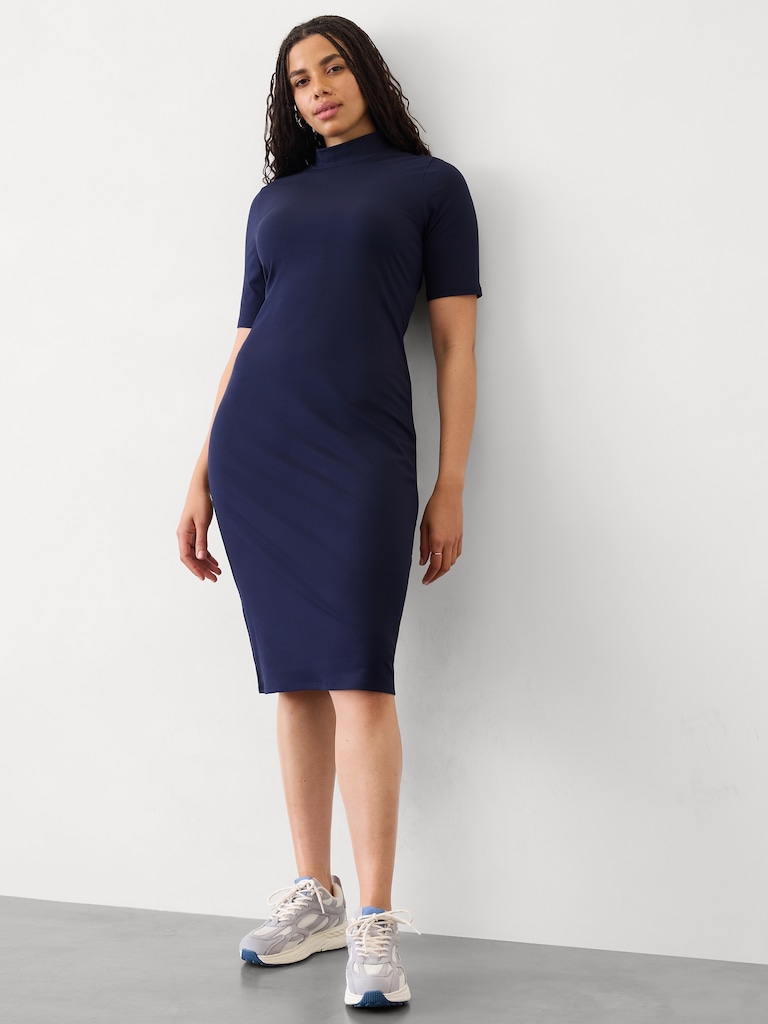 Signature Rib Mock Neck Dress