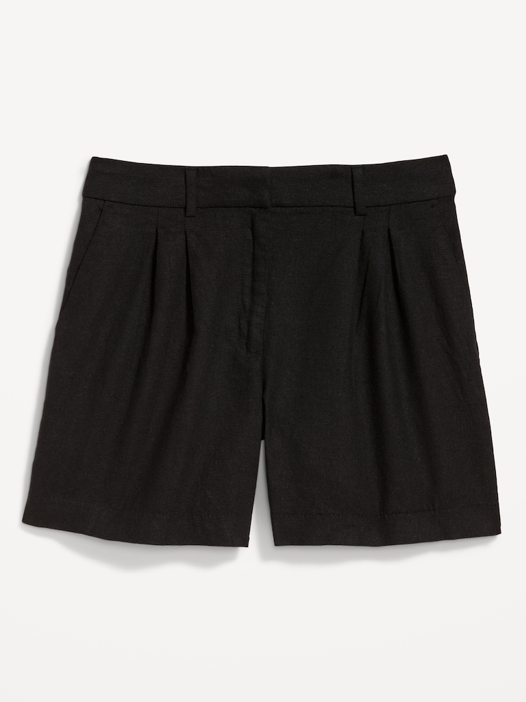 Extra High-Waisted Linen-Blend Taylor Trouser Shorts -- 5-inch inseam
