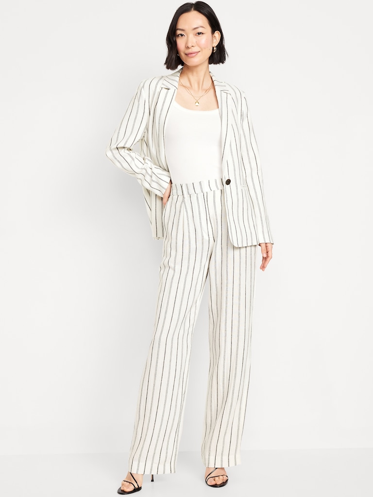 Extra High-Waisted Linen-Blend Taylor Wide-Leg Trouser Pants