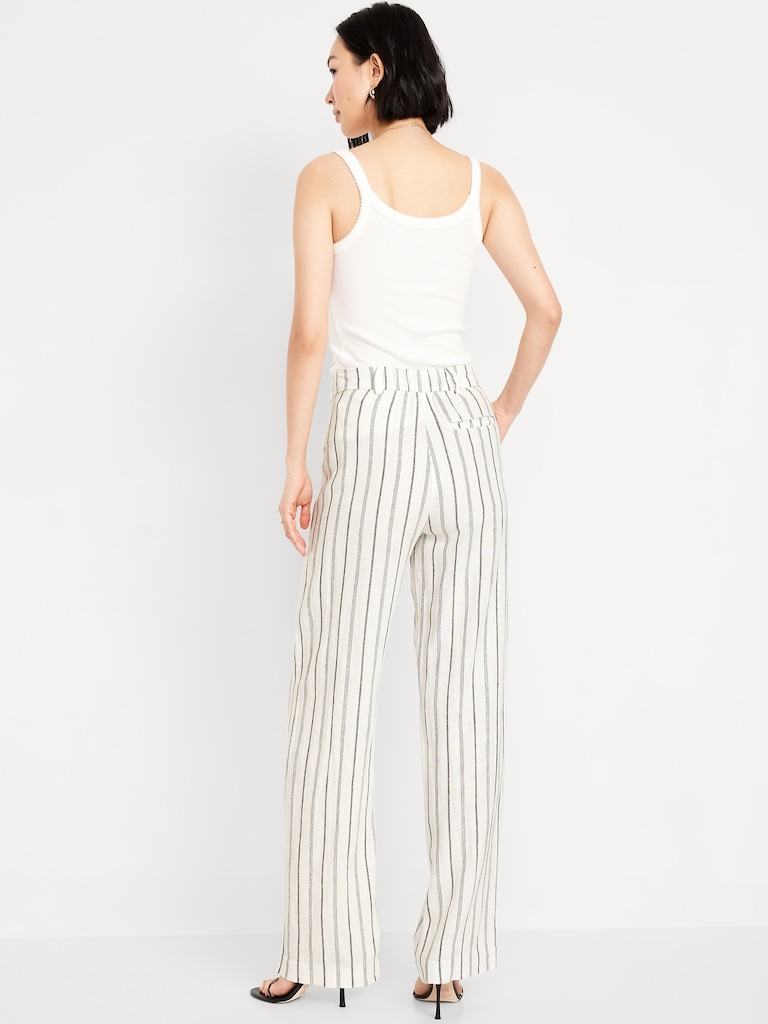 Extra High-Waisted Linen-Blend Taylor Wide-Leg Trouser Pants