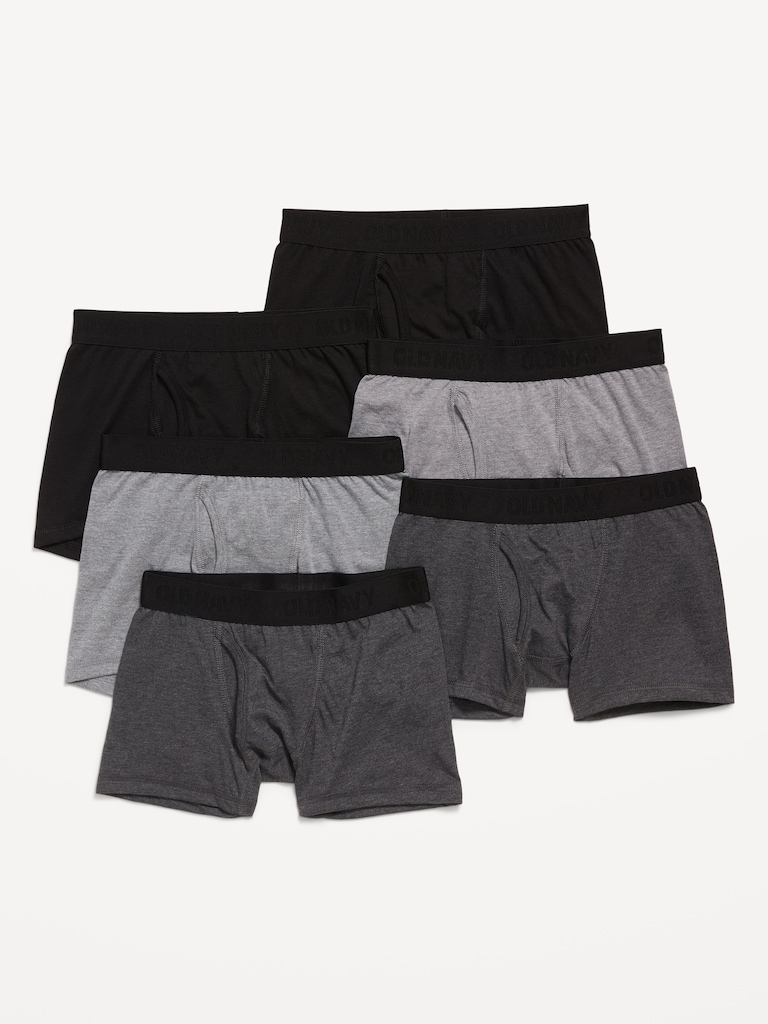 Solid Boxer-Brief Underwear 6-Pack for Boys