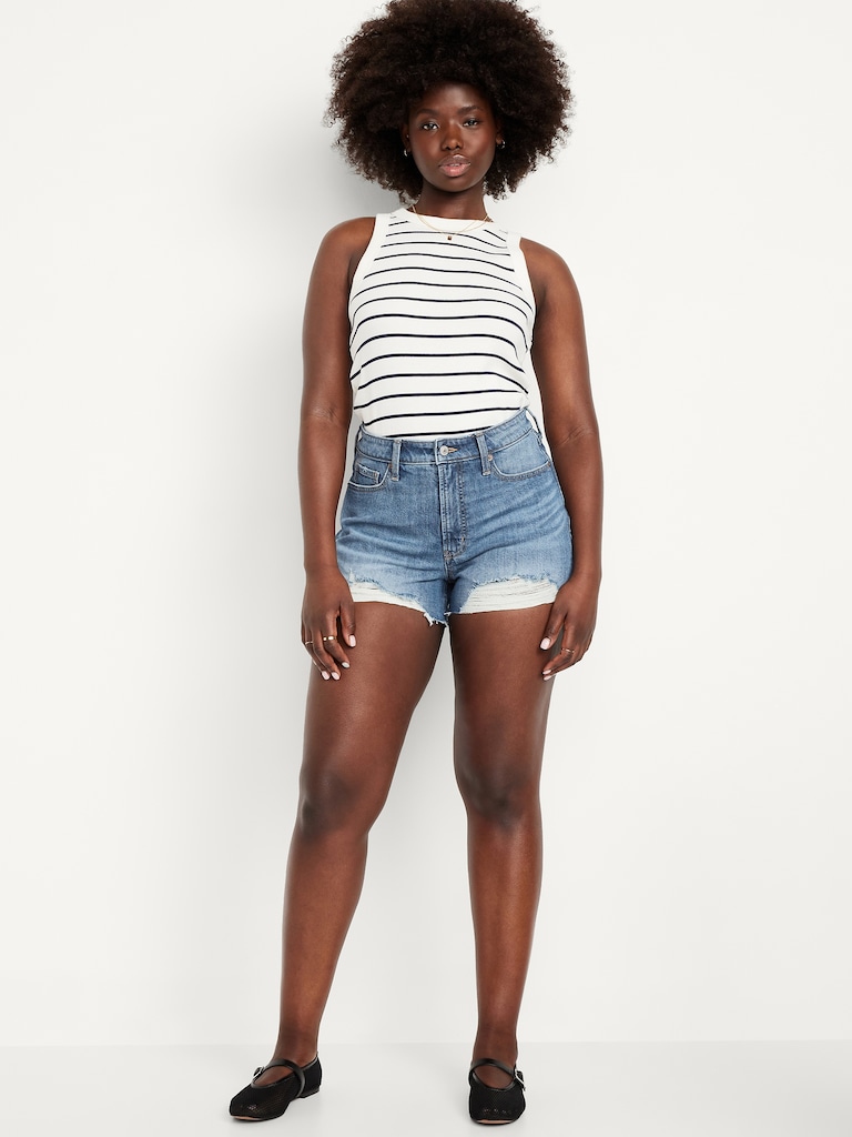 Curvy High-Waisted OG Jean Cut-Off Shorts -- 3-inch inseam