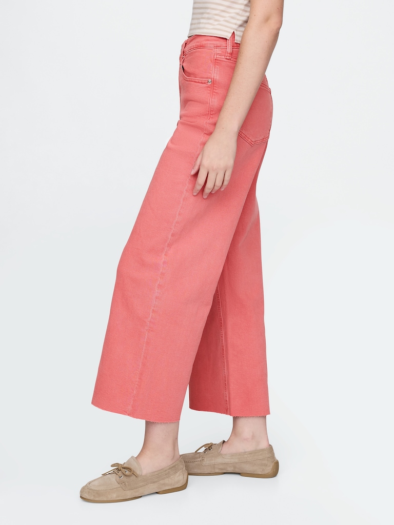 High Rise Stride Wide-Leg Ankle Jeans