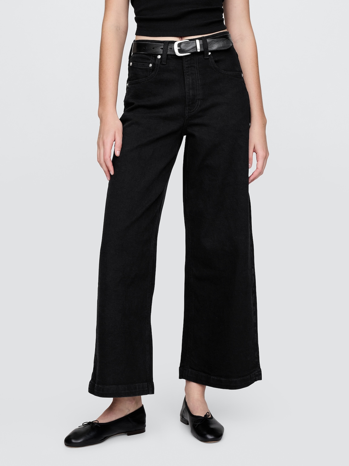 High Rise Stride Wide-Leg Ankle Jeans