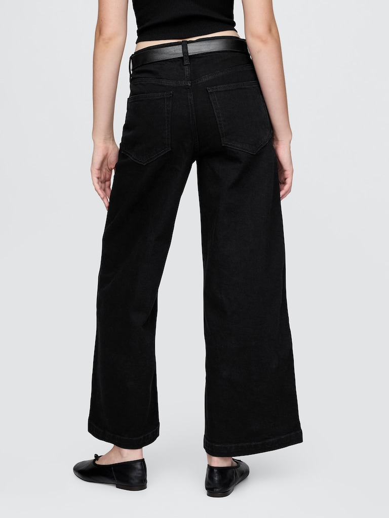 High Rise Stride Wide-Leg Ankle Jeans