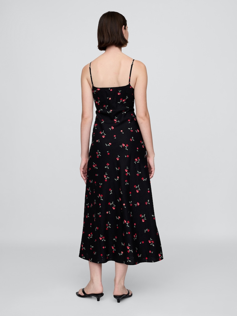 Linen-Blend Maxi Slip Dress