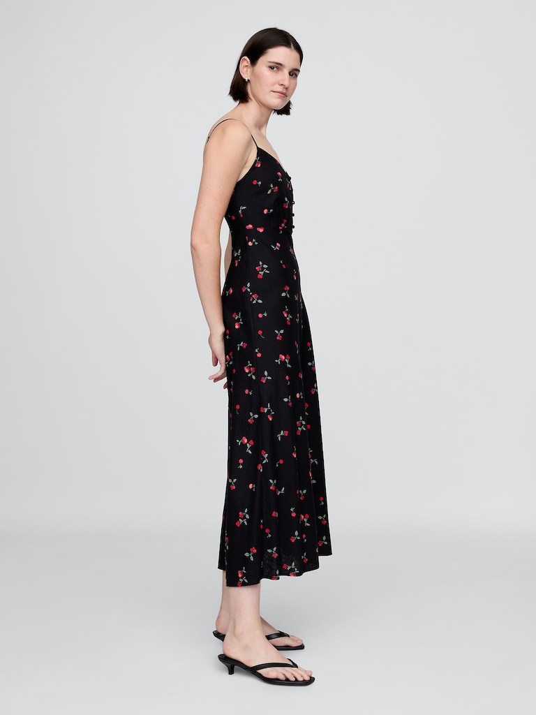 Linen-Blend Maxi Slip Dress