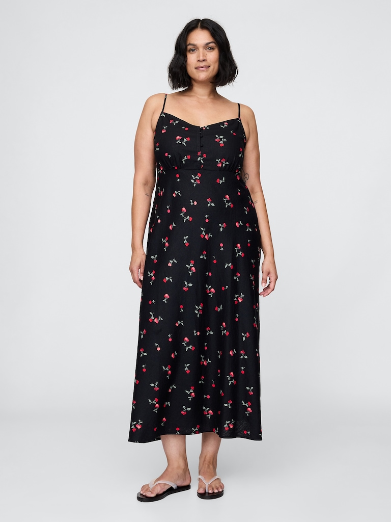 Linen-Blend Maxi Slip Dress