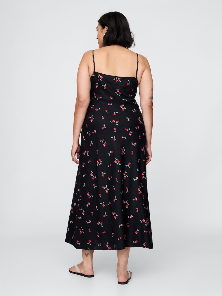 Linen-Blend Maxi Slip Dress