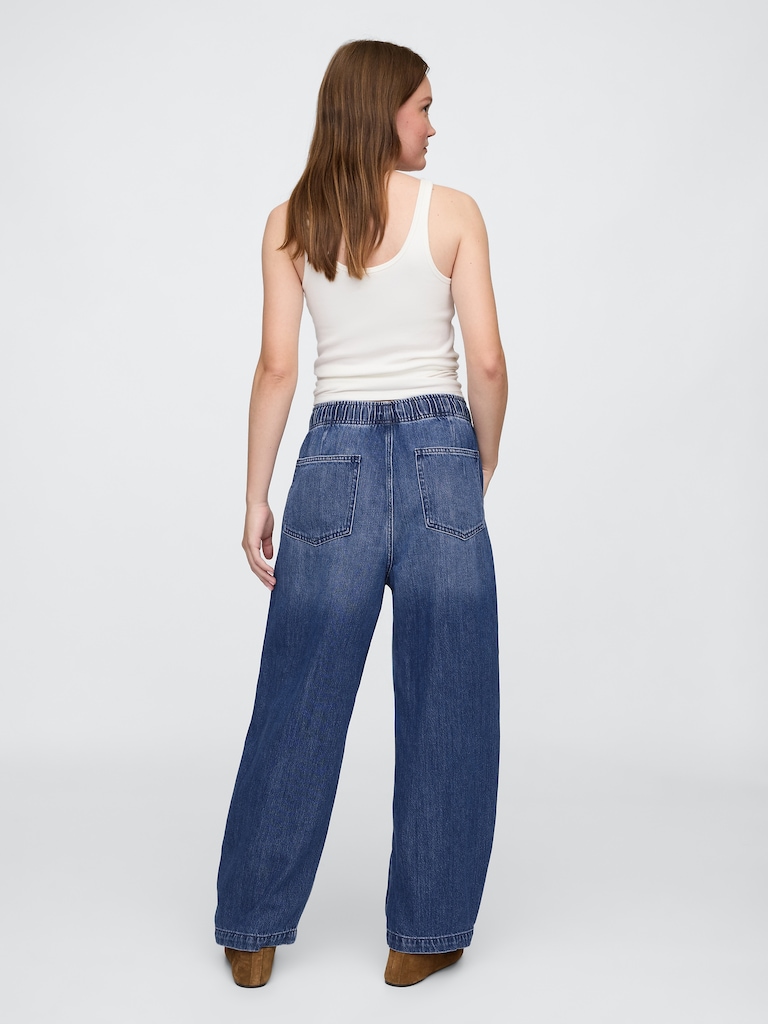 Mid Rise SuperSoft Pull-On Barrel Jeans