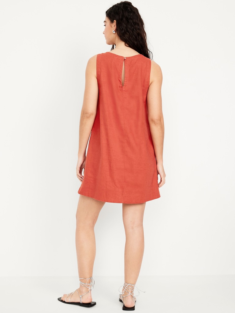 Sleeveless Linen-Blend Mini Shift Dress