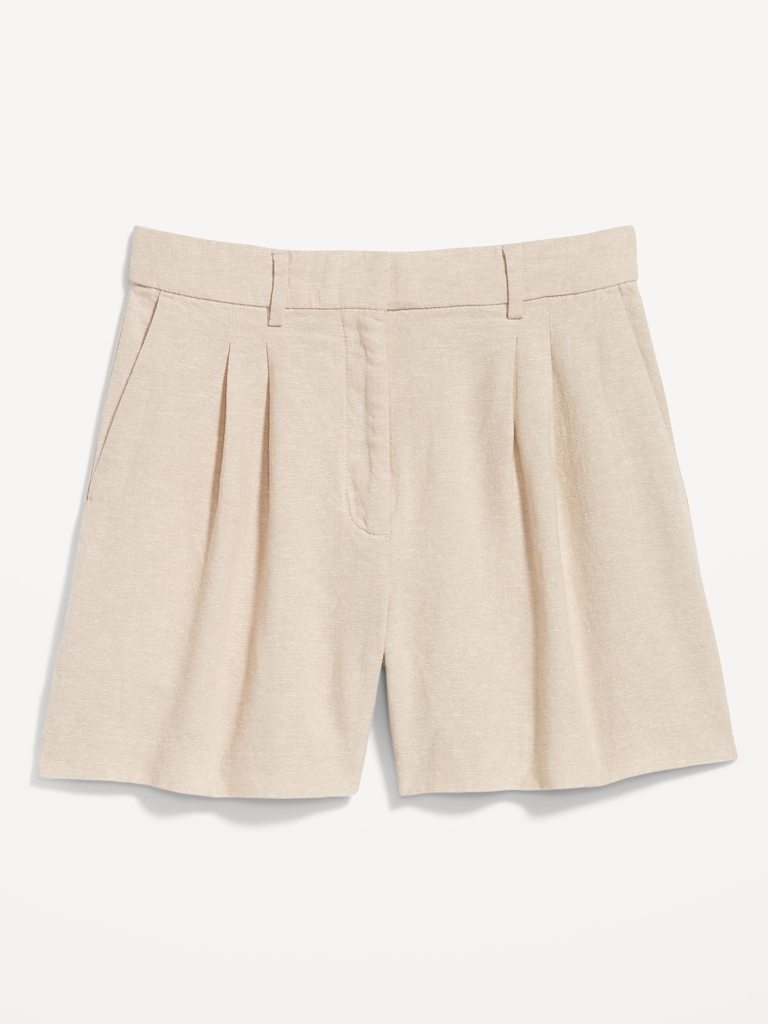 Extra High-Waisted Linen-Blend Taylor Trouser Shorts -- 5-inch inseam