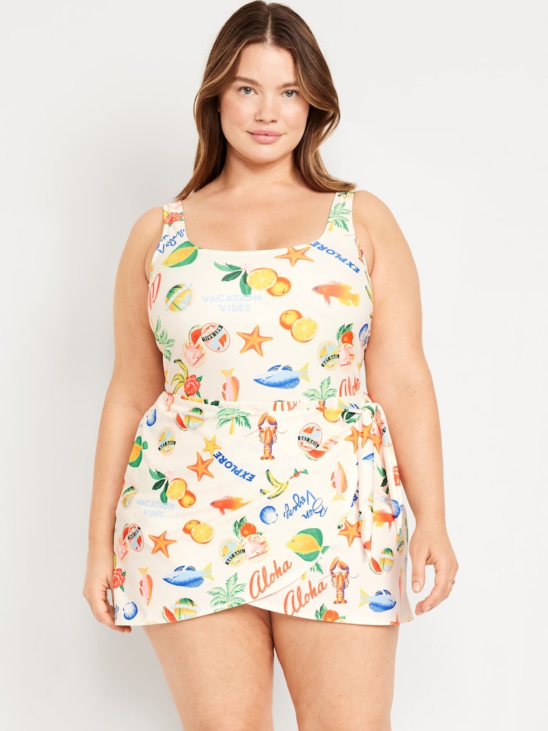 Matte Side-Tie Swim Dress