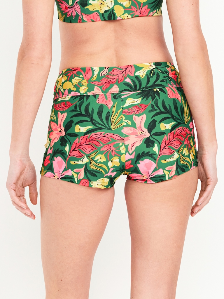 High-Waisted Matte Swim Shorts -- 2-inch inseam