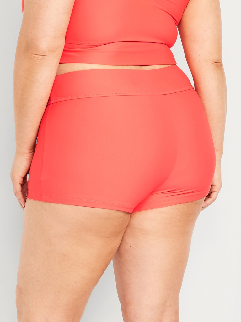 High-Waisted Matte Swim Shorts -- 2-inch inseam