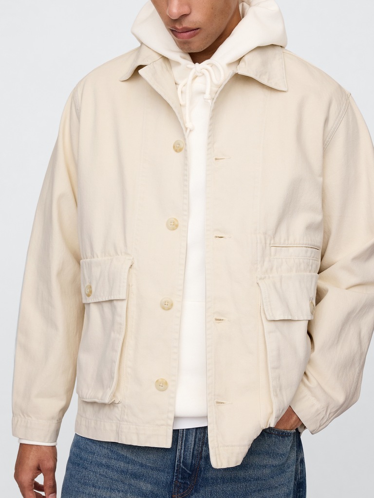 Relaxed Denim Utility Shirt Jacket