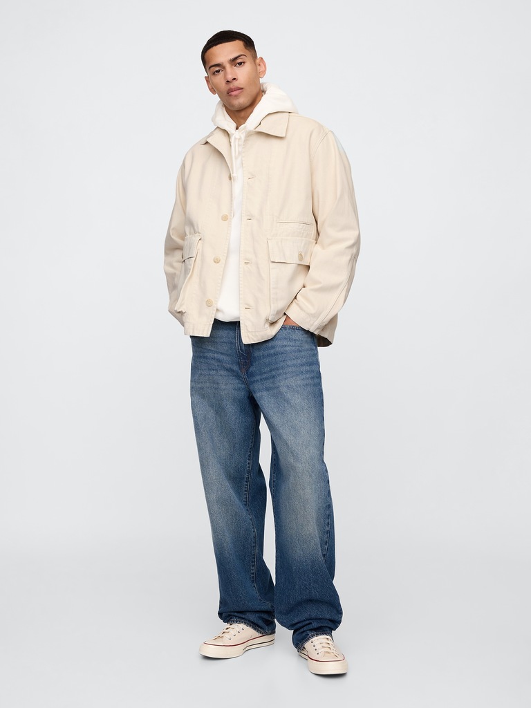 Relaxed Denim Utility Shirt Jacket