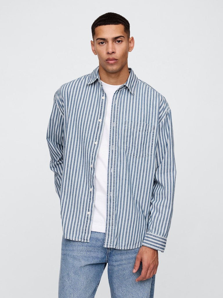 Stripe Denim Big Shirt