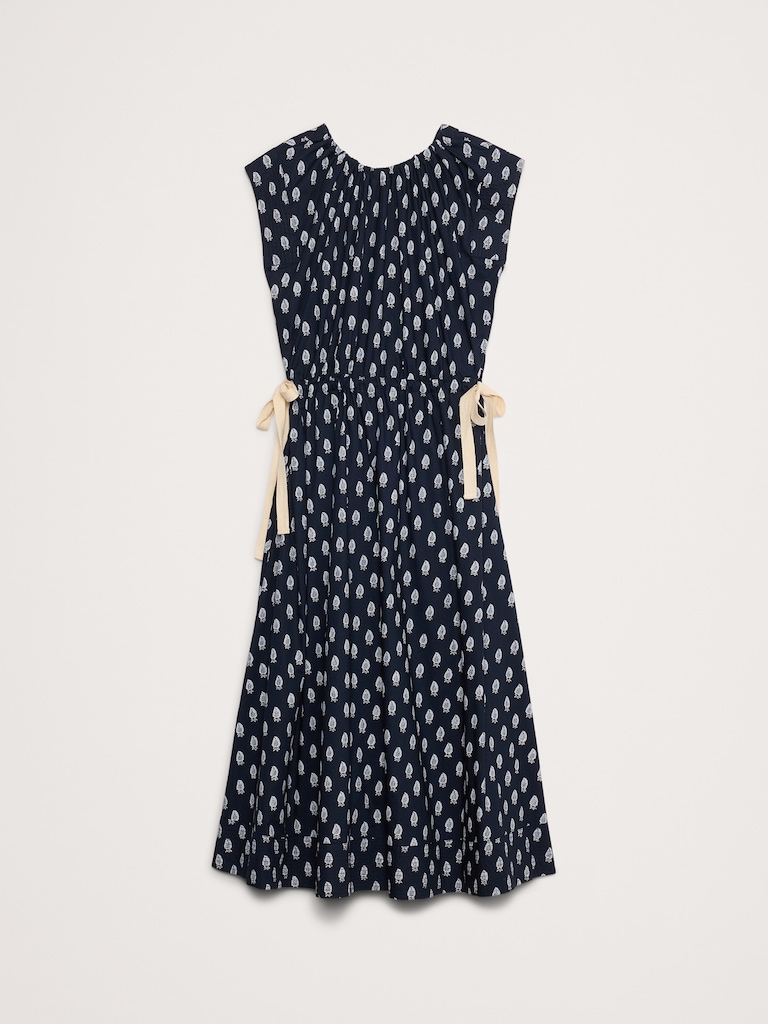 Cotton Poplin Tie-Waist Midi Dress