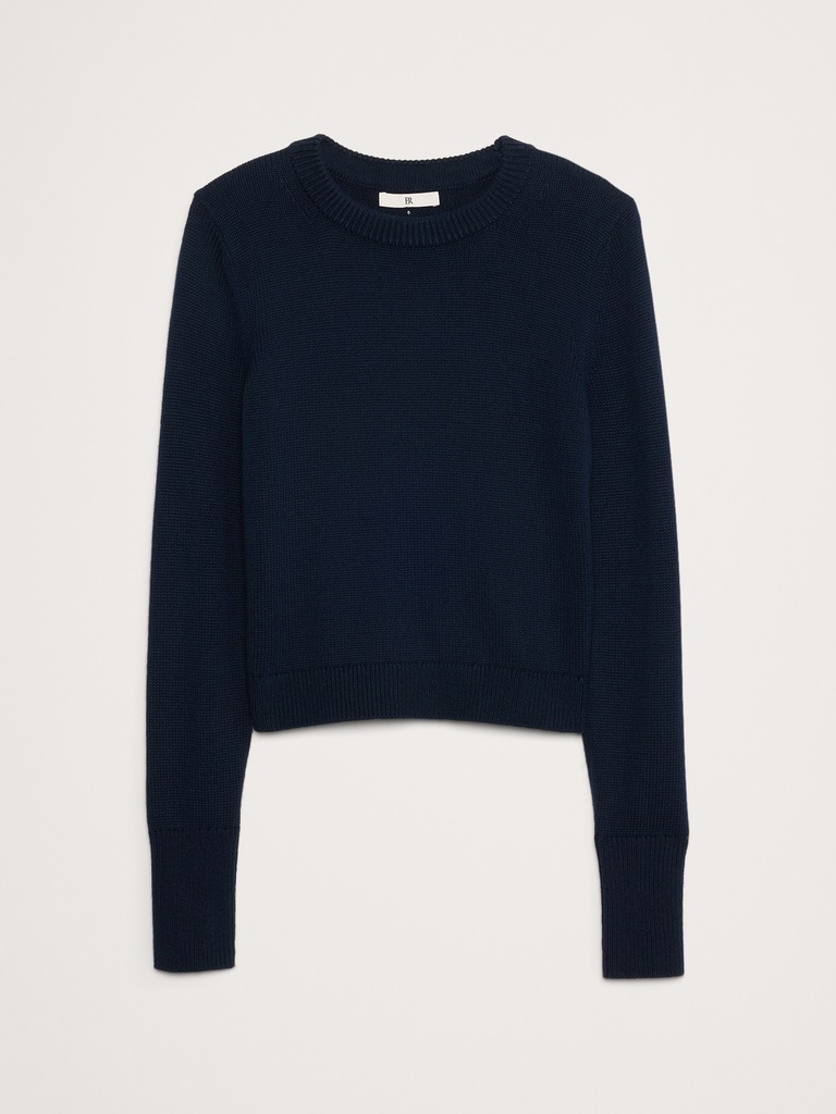 Shrunken Cotton-Silk Crew-Neck Sweater