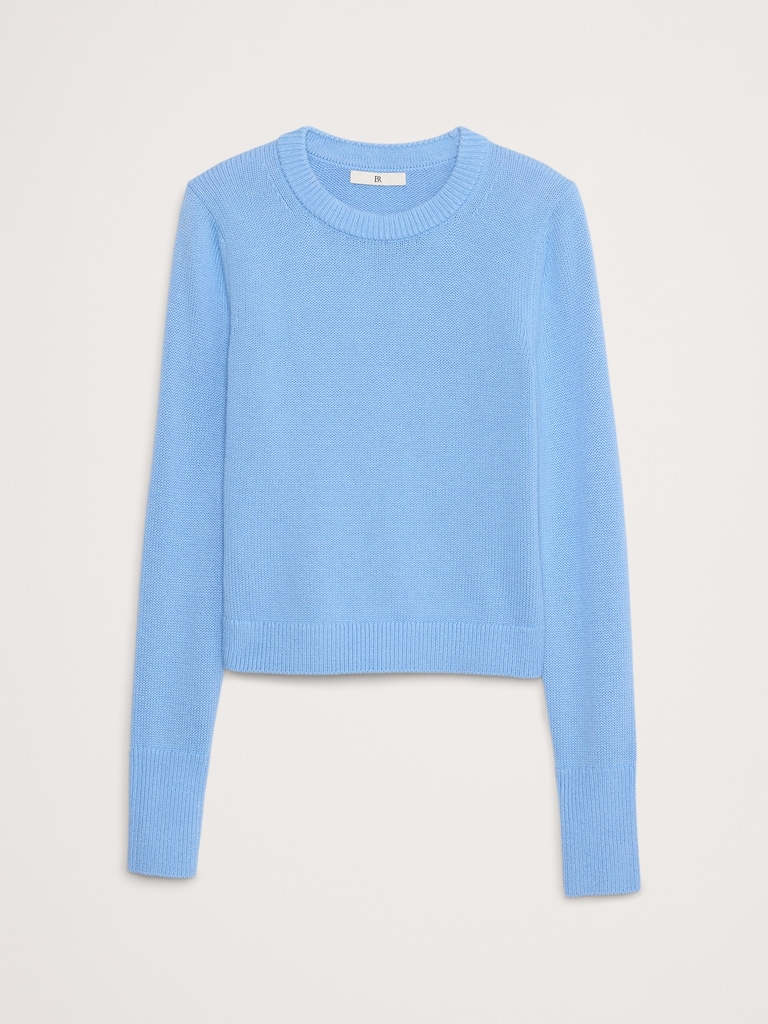Shrunken Cotton-Silk Crew-Neck Sweater