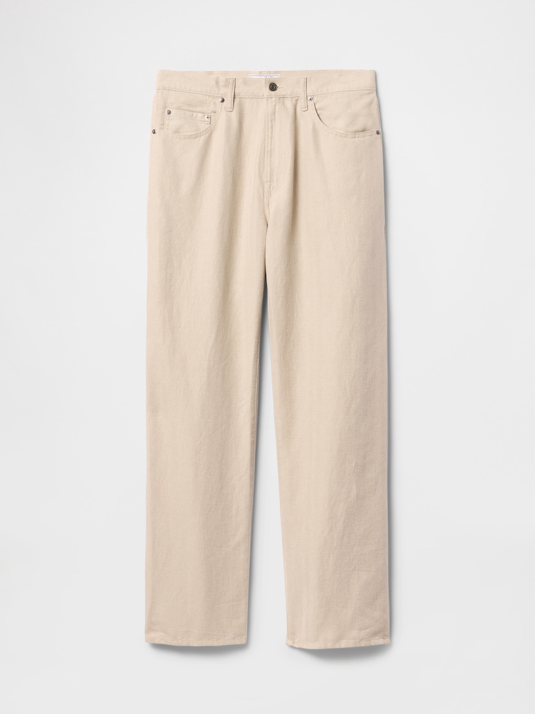 Linen-Cotton '90s Loose Herringbone Pants